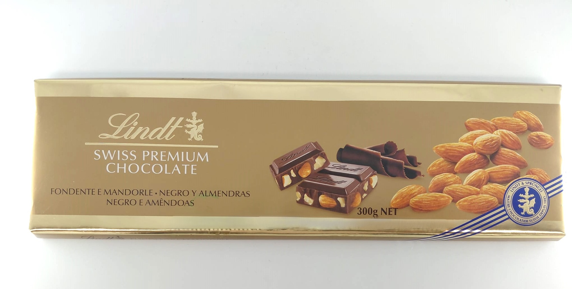 Lingote Chocolate Negro y Almendras 300 g LINDT ORO