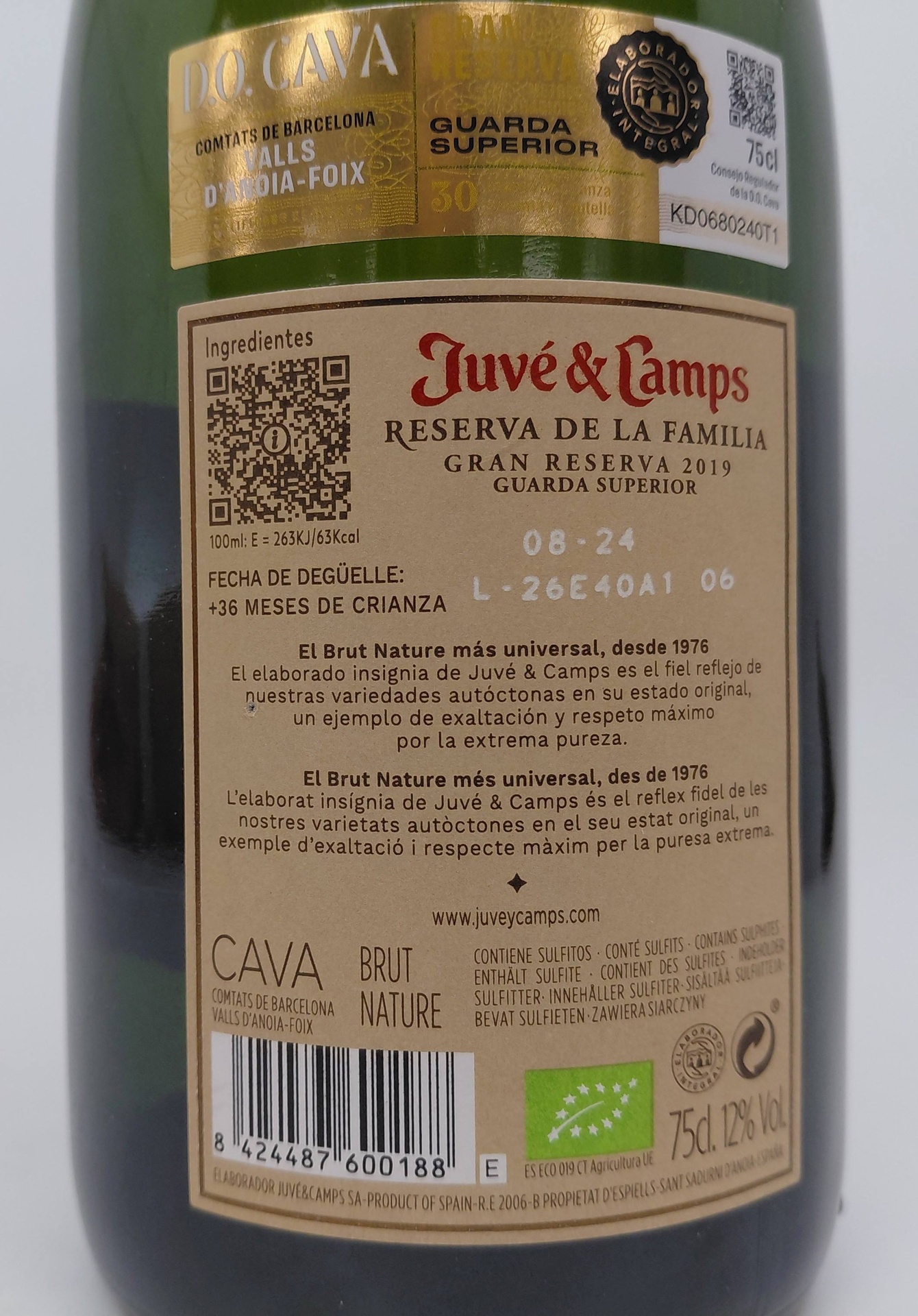 Cava Ecológico RESERVA DE LA FAMILIA Brut Nature Gran Reserva JUVÉ &amp; CAMPS