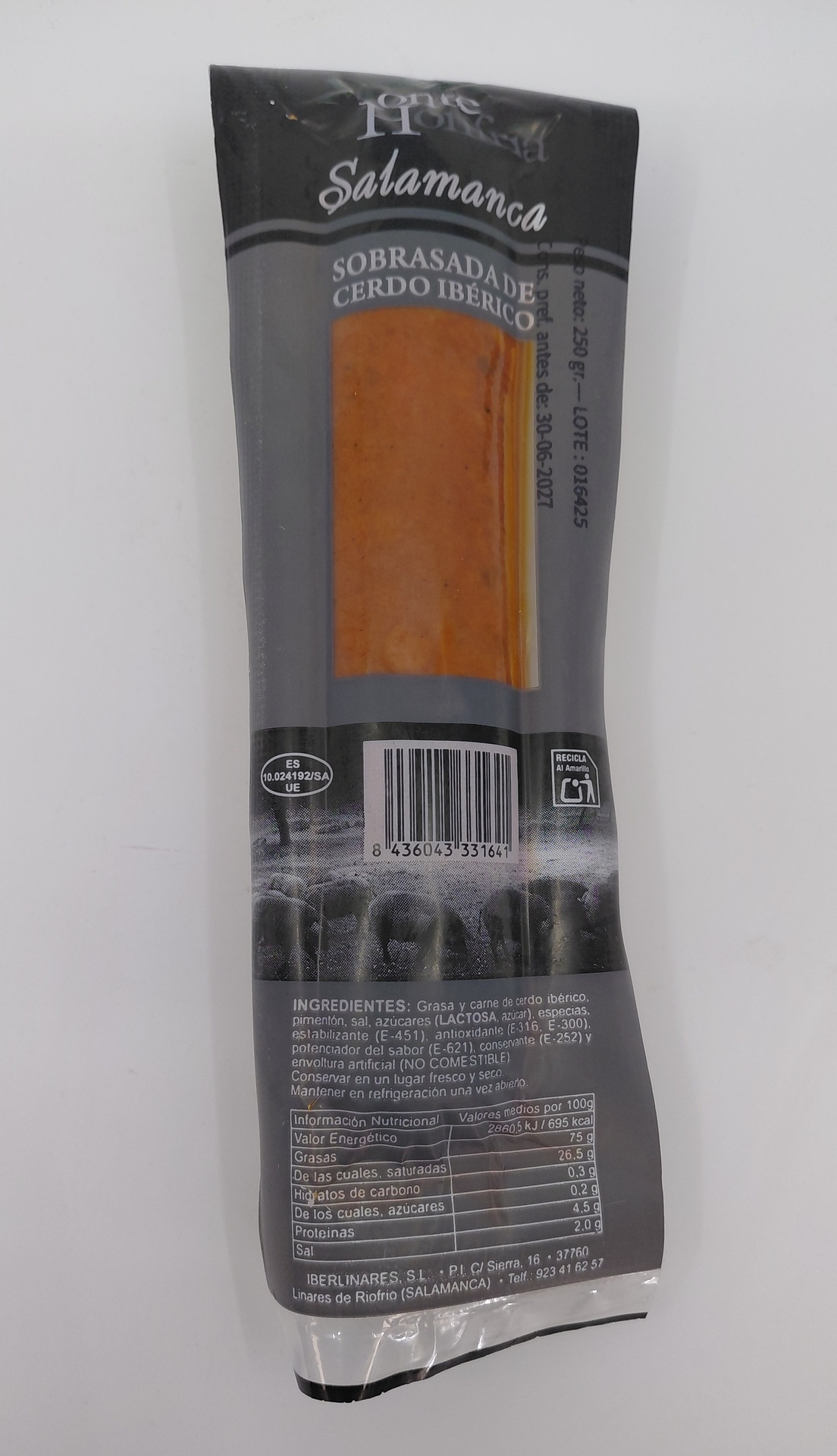 Sobrasada Ibérica 250 g MONTEHONFRÍA (Salamanca)