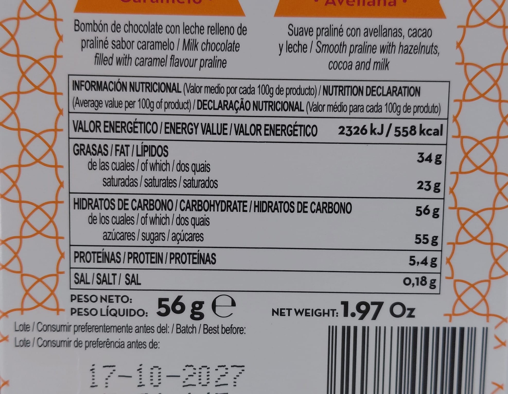 Bombones Surtidos Seducción 56 g TRAPA1260