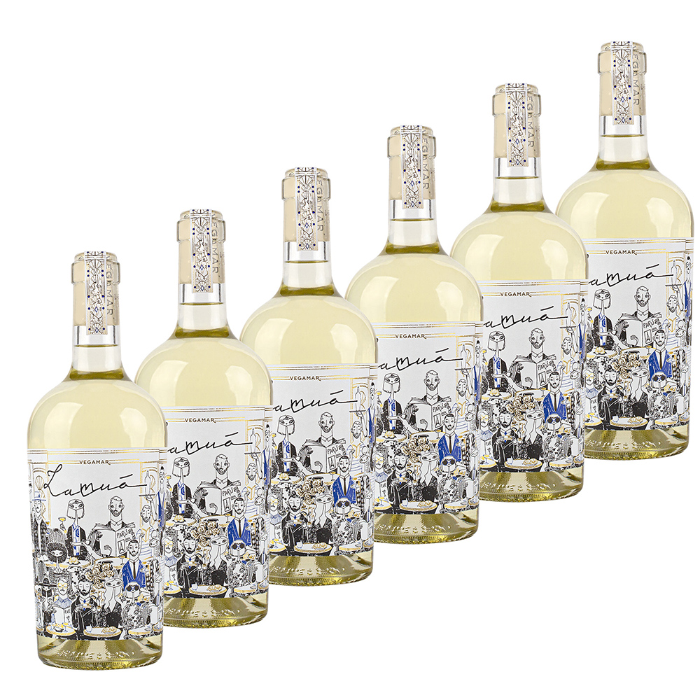 CAJA DE 6 BOTELLAS de Vino Blanco Sauvignon Blanc LAMUÀ de VEGAMAR
