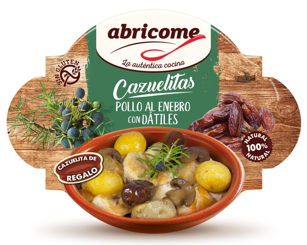 Cazuela de Pollo al Enebro con Dátiles 380 g Neto ABRICOME (Cazuelita incluida)