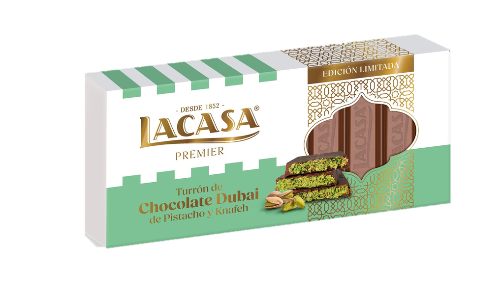 Turrón de Chocolate estilo DUBAI de Pistacho y Kataifi 225 g LACASA