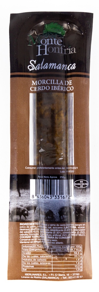 Morcilla Ibérica 225-250 g aprox. MONTEHONFRÍA (Salamanca)