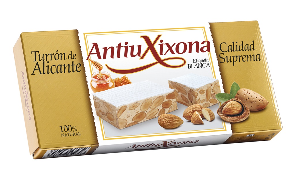 Turrón Alicante Etiqueta Blanca Calidad Suprema 150 g ANTIU XIXONA